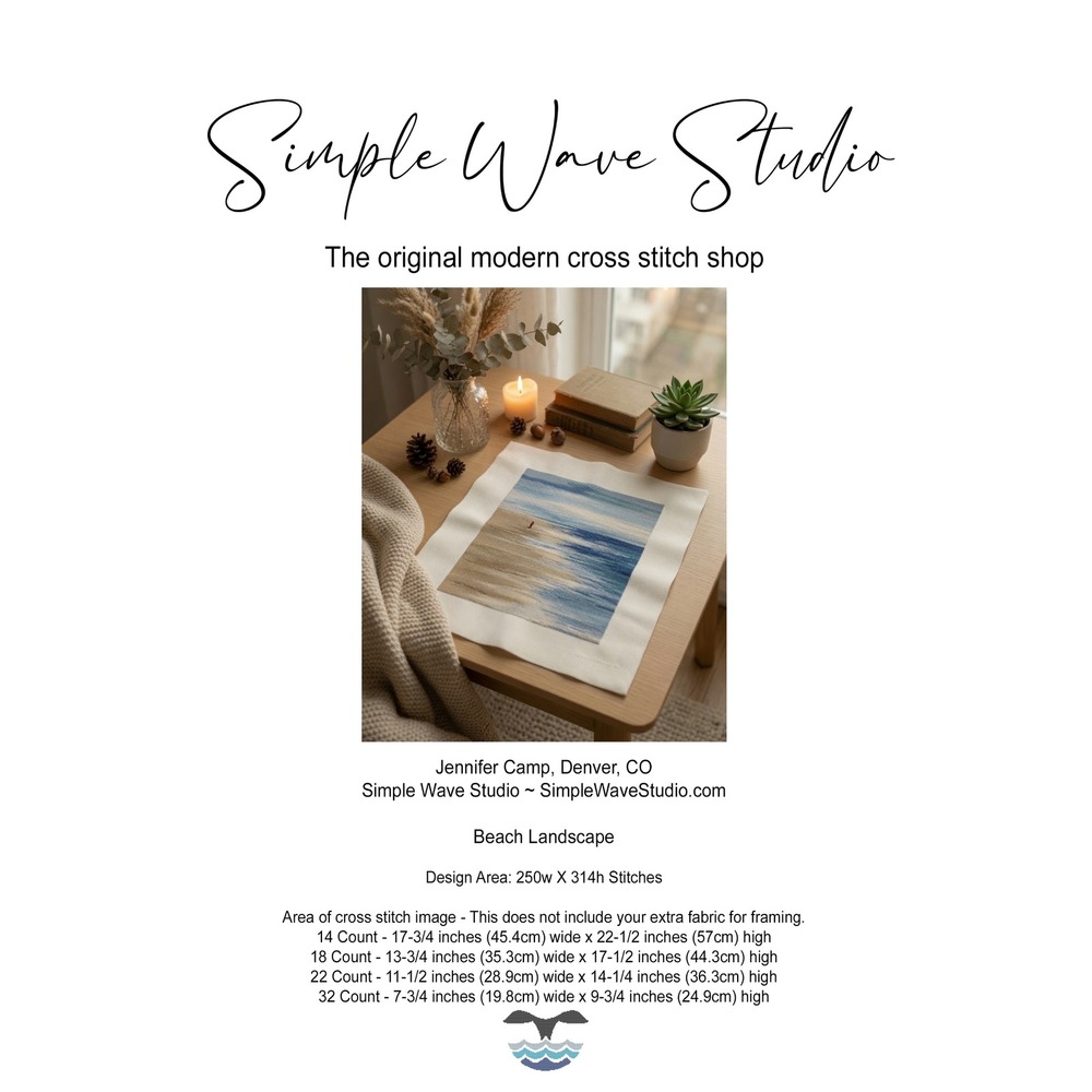 Beach Landscape in Watercolor Counted Cross Stitch Pattern